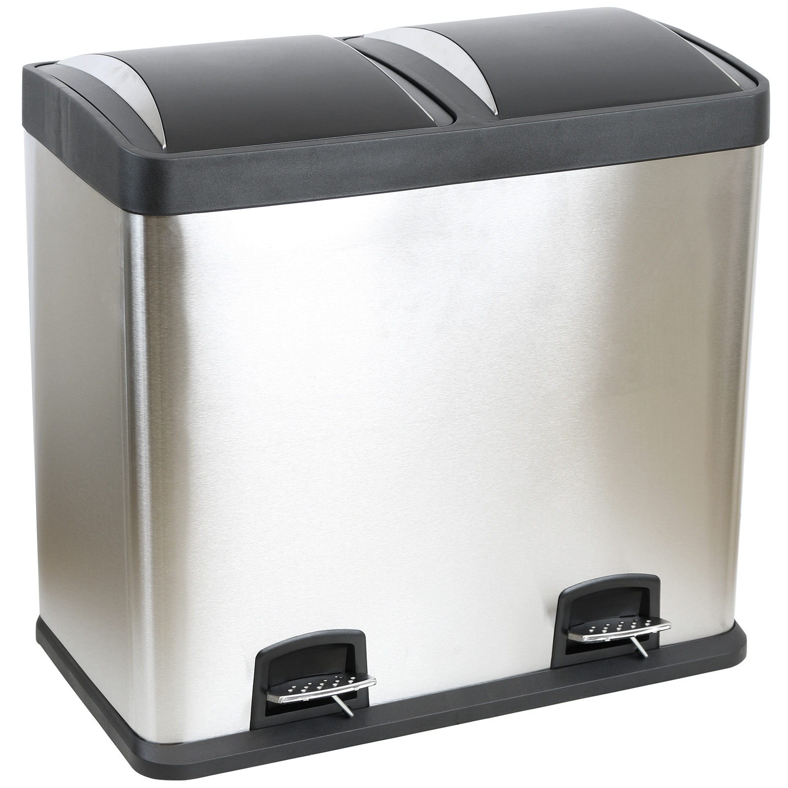 DOUBLE RECYCLING PEDAL BIN TWIN COMPARTMENT 48L RUBBISH/WASTE 48 LITRE